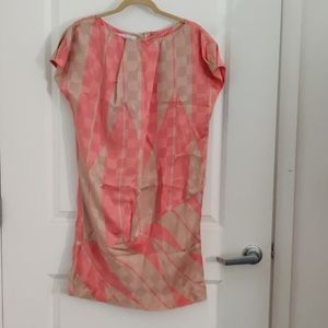 Malene Birger Silk Dress in Coral & Tan